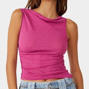 NWOT Free People Asymmetrical Fitted Pink Tank Top
